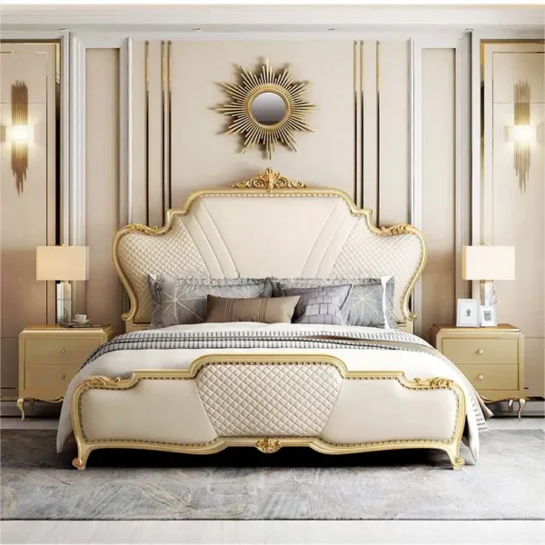 Imperial Quilted Glam Gold Accent King Bed