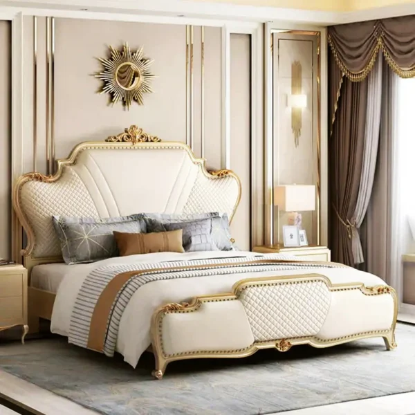 Imperial Quilted Glam Gold Accent King Bed