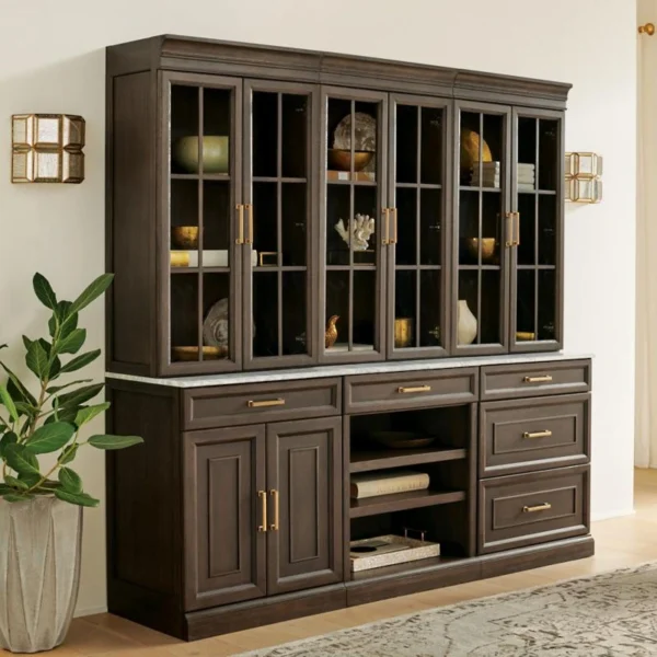 Regency Walnut Modular Dining Room Storage Buffet Cabinet