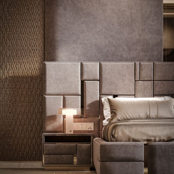 Valdes High-Gloss Glam Gold Accent King Bed