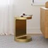 Aurelia Brushed Gold C-Shaped Modern Side Table