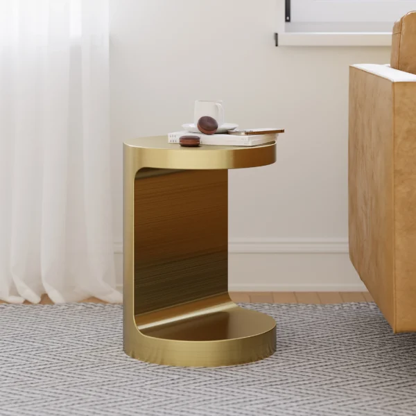 Aurelia Brushed Gold C-Shaped Modern Side Table