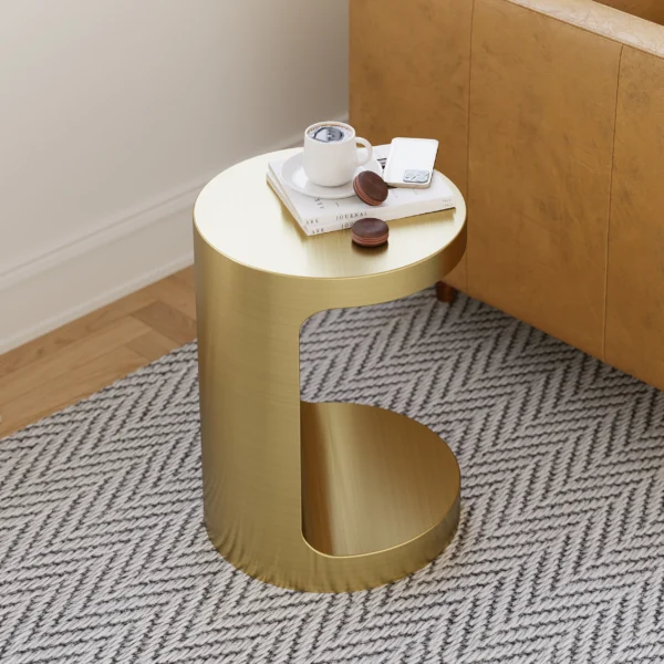 Aurelia Brushed Gold C-Shaped Modern Side Table