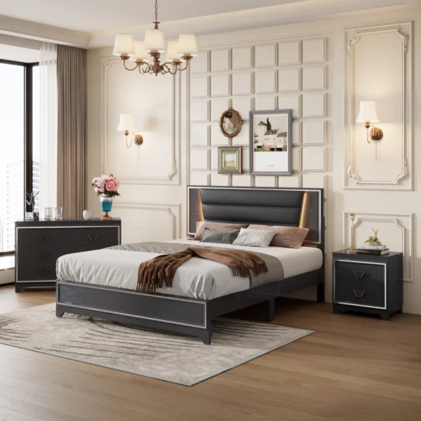 Urban Elite Modern Kids Upholstered Platform Bed Set