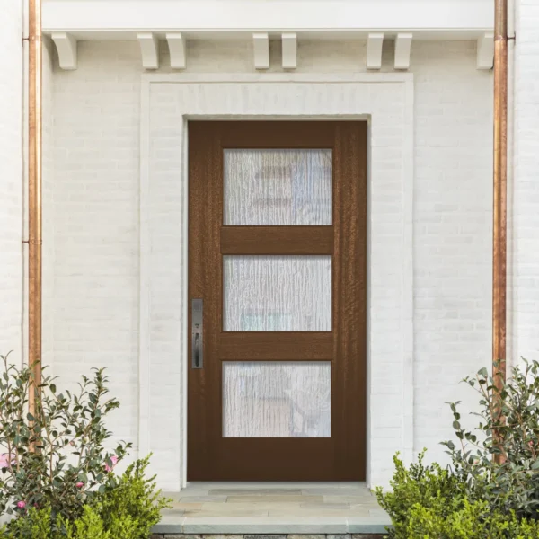 Continental Artisan Rain Glass Mahogany Front Door
