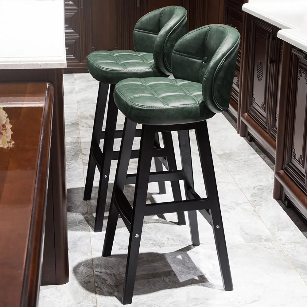Jade Regal Tufted Vegan Leather Swivel Bar & Counter Stool