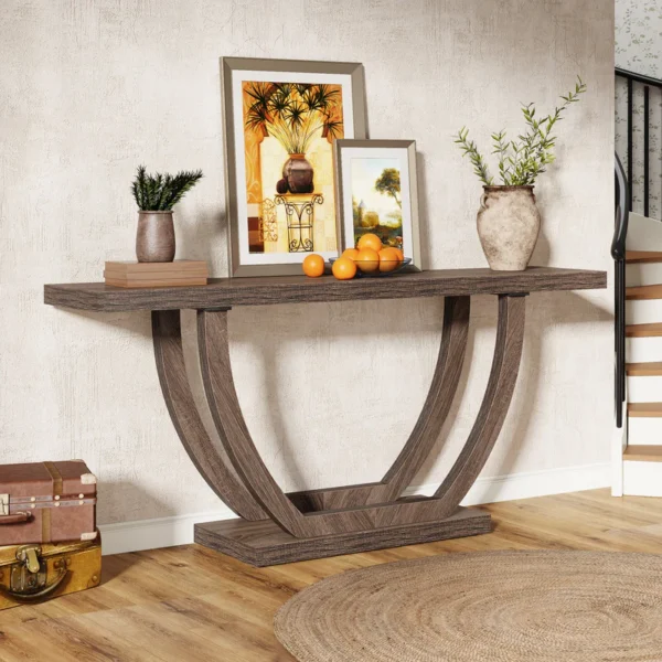 Rustic Farmhouse Curved Base Console Table