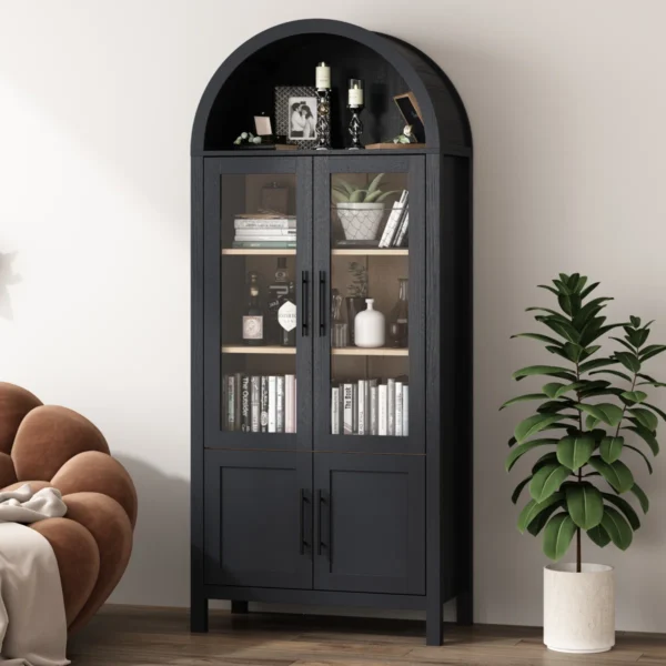 Aurelia Midnight Arched Modern Farmhouse Storage Display Cabinet