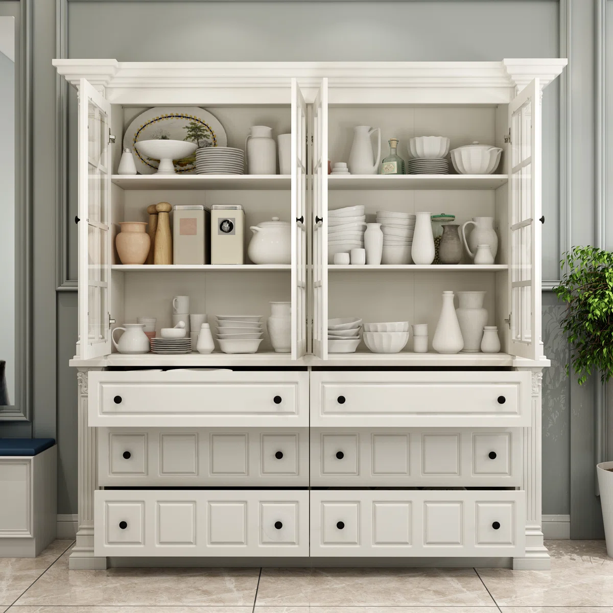 Modern Glass Display Cabinet, Luxury Dining Room Hutch, LED Curio Cabinet, Charcoal Oak Sideboard, Contemporary Glass Bookshelf, Home Gallery Storage.