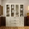 Everly Farmhouse Buffet Modern Kitchen Pantry Glass Display Cabinet