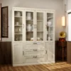 Everly Farmhouse Buffet Modern Kitchen Pantry Glass Display Cabinet