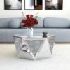 Amla Diamond Mirror Glass Center Table