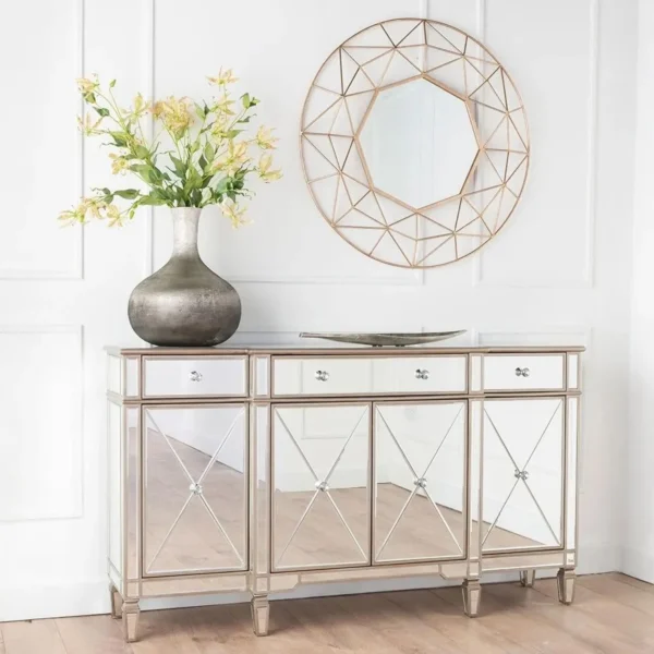 Antoinette Glamour Mirrored Storage Sideboard Buffet Cabinet