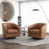 Applewold Swivel Faux Leather Barrel Bedroom Chair