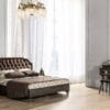 Aronya Transitional Tufted Dark Wood King Bed