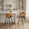Art Leon Mid-Century Swivel Upholstered Bar & Counter Stool
