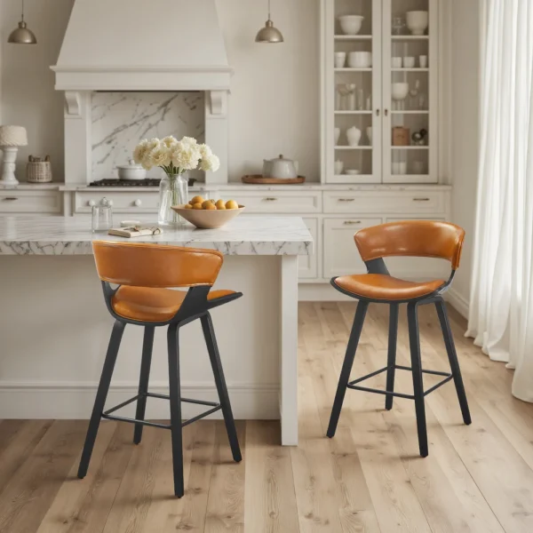 Art Leon Mid-Century Swivel Upholstered Bar & Counter Stool
