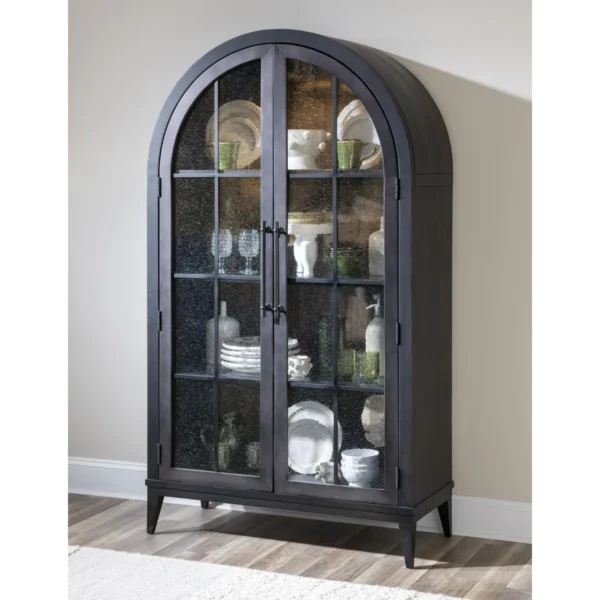 Artisan’s Arched Seeded Glass Modern Farmhouse Storage Display Cabinets