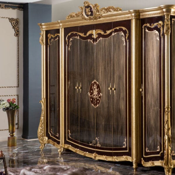 Asalet Baroque Dark Gold King Bedroom Set