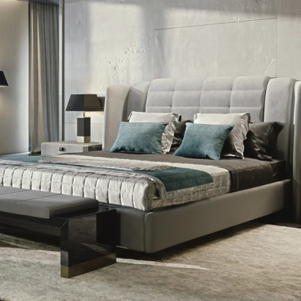 Aston Grand Tufted Velvet Dark King Bed