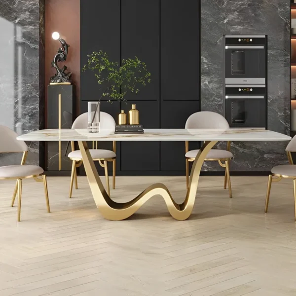 Aubriannah Wave Luxury Marble Dining Table