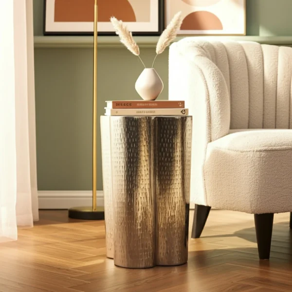 Aurelia Gold Textured Modern Accent Side Table