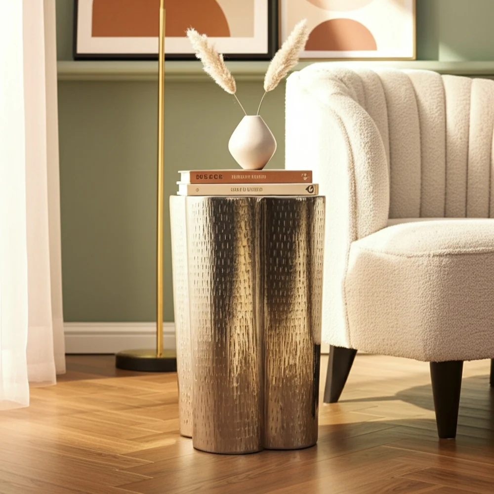 Aurelia Gold Textured Modern Accent Side Table