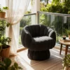 Aurelia Scalloped Modern Velvet Swivel Barrel Chair