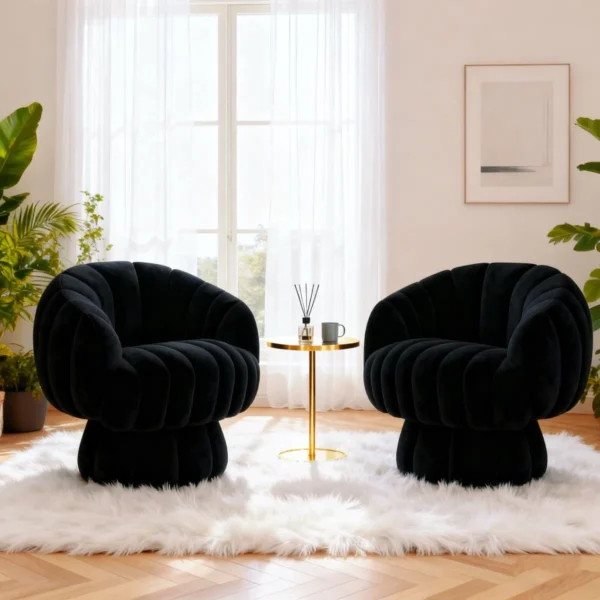 Aurelia Scalloped Modern Velvet Swivel Barrel Chair