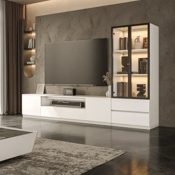 Aurora Grand White Gloss Entertainment Center