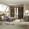 Avanos Opulent Gold-Trimmed Tufted King Bedroom Set