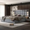 Avellino Minimalist Padded Cream King Bed