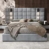 Avellino Minimalist Padded Cream King Bed