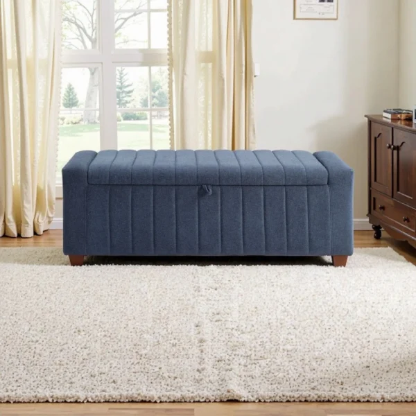 Azure Serenity Entryway Boucle Storage Bench