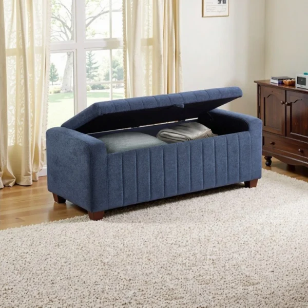 Azure Serenity Entryway Boucle Storage Bench