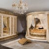 Baybars Opulent Round Canopy Gold Bedroom Set