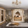 Baybars Opulent Round Canopy Gold Bedroom Set