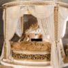 Baybars Opulent Round Canopy Gold Bedroom Set