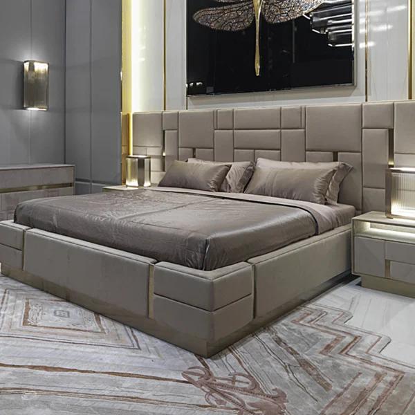 Versace Glam Fluted Cream King Bed