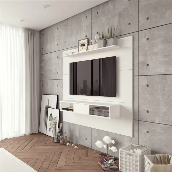 Beton Minimalist Floating White TV Panel