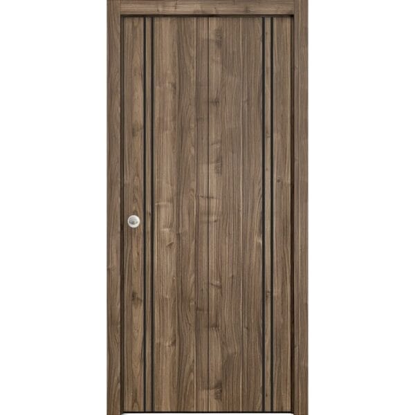 Elite Walnut Linear Modern Interior Bi-fold Door