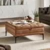 Brinna Traditional Upholstered Flip Top Faux Leather Ottoman