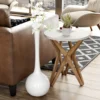COZAYH Farmhouse Pedestal Modern End Table Round