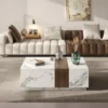Carrara-Oak Luxe Modern Rectangular Coffee Table