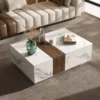 Carrara-Oak Luxe Modern Rectangular Coffee Table