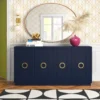 Carville Navy Blue Modern Sideboard Buffet Cabinet