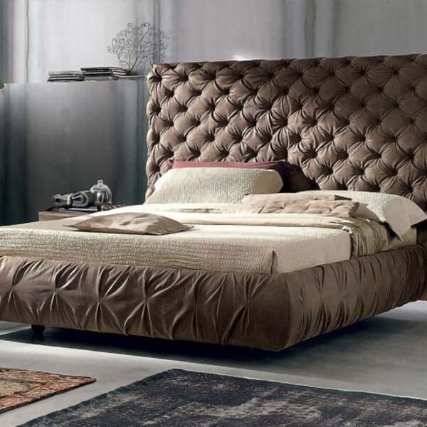 Chantal Couture Tufted Velvet Brown King Bed
