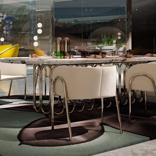Crown Elegance Oval Marble Luxury Dining Table