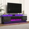 Denton Luxe Fireplace High-Gloss Black TV Console