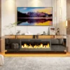Denton Luxe Fireplace High-Gloss Black TV Console
